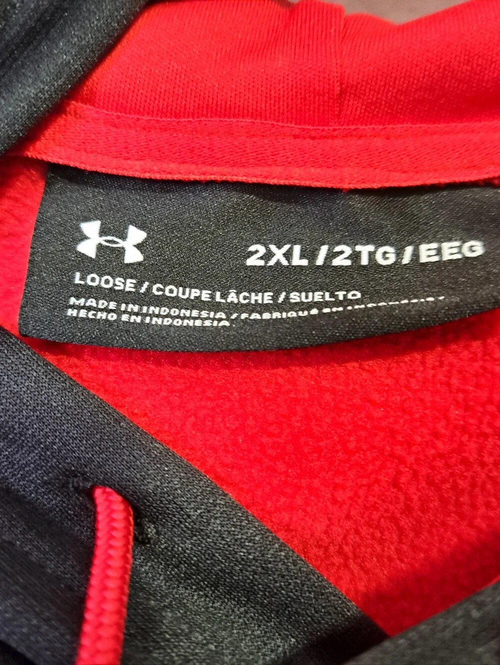 Under Armour Red and Black Crewneck Pullover Hoodie 2XL